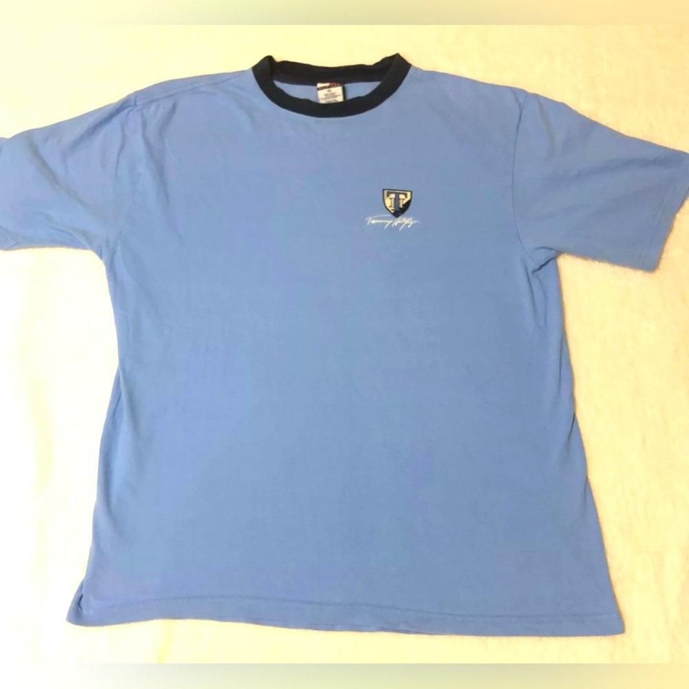 Vintage 90s Tommy Hilfiger Double Sided Blue Classic T Shirt Adult Mens Size XL